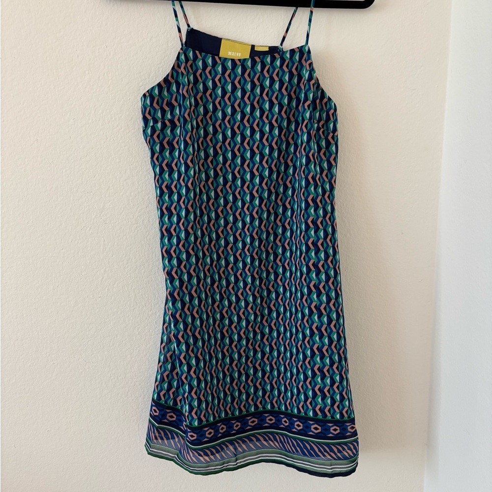 Anthropologie Geometric Patterned Dress in Blue and Green
